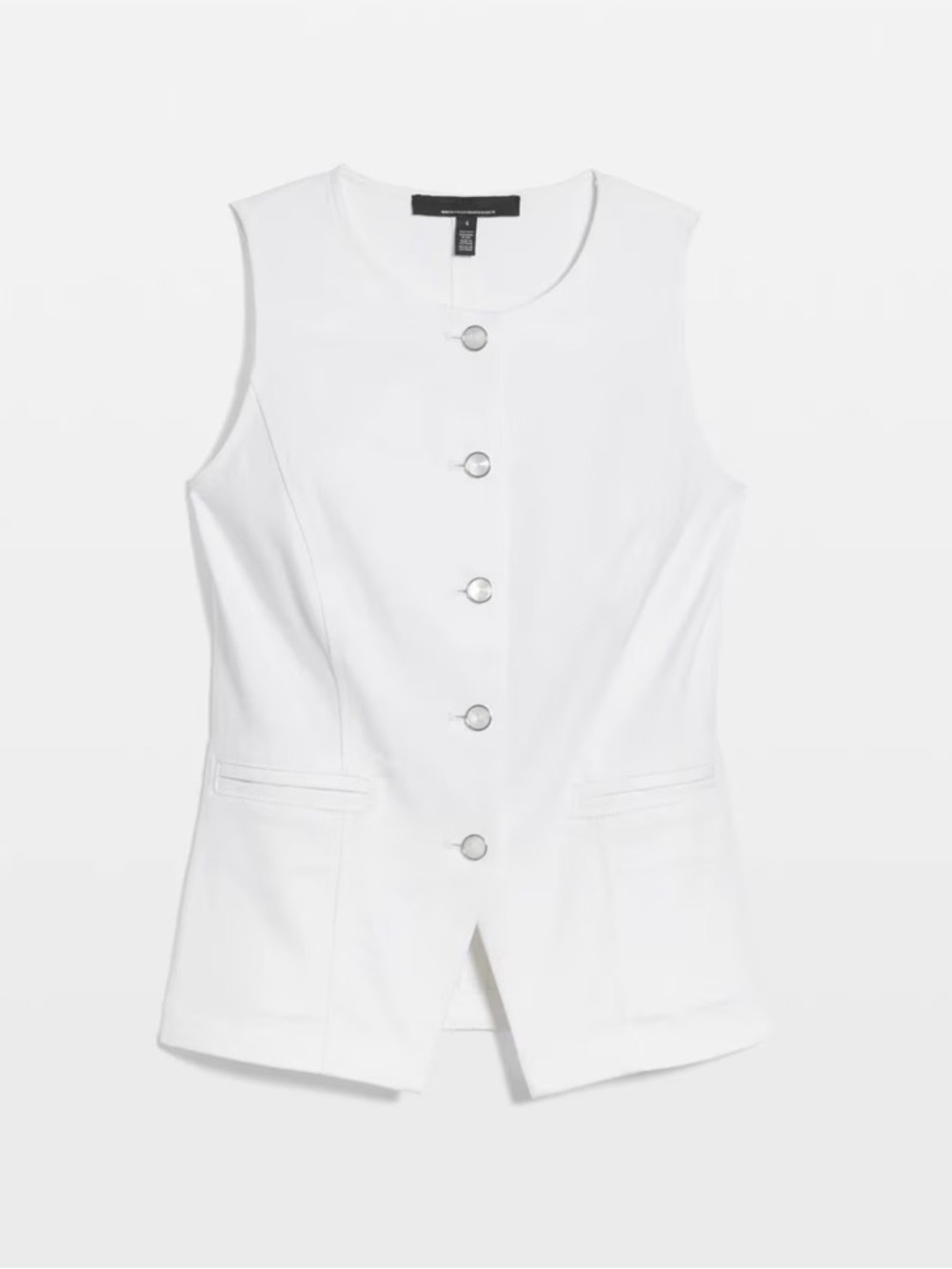 NEW WHBM White Denim Stretch Button Front Vest Top 8 Summer Minimalist Neutral - Picture 9 of 9